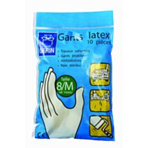 10 Gants jetables Latex Taille 8 - GERIN