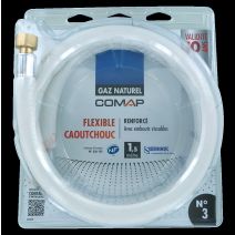 Tuyau flexible caoutchouc gaz naturel 1.5m