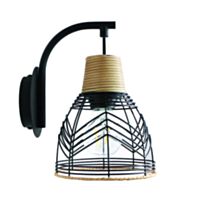 Applique murale métal noir/rotin Kaola 20x15cm - SEYNAVE