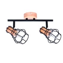 Barre 2 spots Magellan bois et métal noir 21x39cm - SEYNAVE