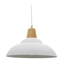 Suspension Areia Métal et bois Ø29cm E27 40W Blanc - SEYNAVE