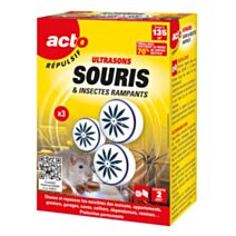 Repulsif ultrasons souris et insectes rampants x3 - RETRO