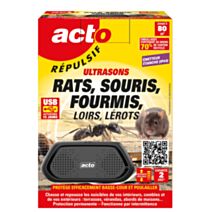 Répulsif Ultrasons Rats/Souris/Fourmis 80m² - ACTO