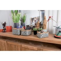 Lot de 3 paniers zebra noir et naturel en bambou tresse