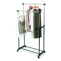 Portant double en métal et plastique noir