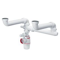 Siphon de lavabo Neo Air évier 2 bacs tubulure déportée  - WIRQUIN