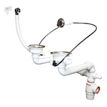 Bonde automatique à câble et siphon Neo Air pour évier 2 bacs - WIRQUIN