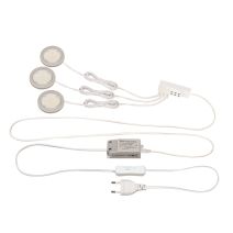 3 spots disques blanc led 3x1,3w + câble 0,80m