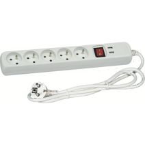 Bloc multiprise 5 prises avec interrupteur+ 2 ports usb