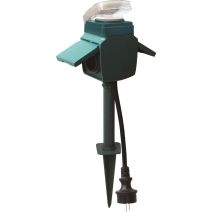Piquet de jardin avec prise 2pôle +timer mécanique
