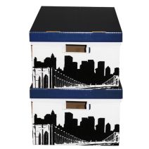 Lot de 2 boites de rangement en carton décor City