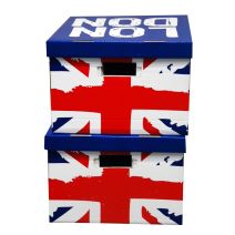 Lot de 2 boites de rangement en carton décor Union Jack