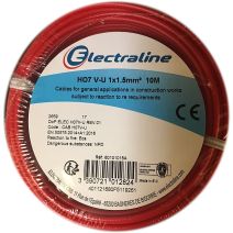 Câble rigide HO7 V-U 1x1.5mm² Rouge couronne 10m