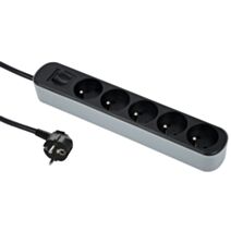 Multiprise 5 prises avec interrupteur 1.5m noir gris – ELECTRALINE