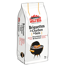 Briquettes de charbon de bois 4kg - GRILL O’BOIS
