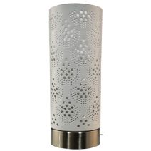 Lampe sensitive métal base chrome abat-jour blanc