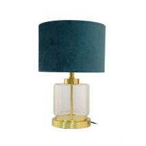 Lampe velours bleu vert intérieur or