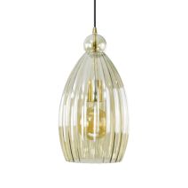 Suspension Genusi en verre ambré diamètre 23 hauteur de 37 à 137 cm une douille E27 ampoule non fournie.