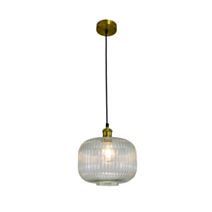 Suspension Chavane verre strié transparent coupelle antique Ø25cm 29cm E27 7W - C CREATION
