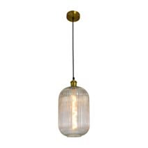 Suspension Chambret verre strié transparent coupelle antique Ø20cm 41cm E27 7W - C CREATION