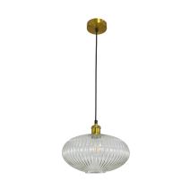 Suspension Chamey verre strié transparent coupelle antique Ø30cm 25cm E27 7W - C CREATION