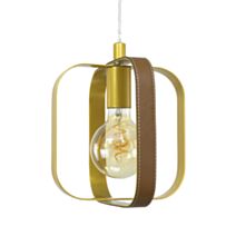 Suspension Maty métal doré simili marron Ø23cm H.21,5–176cm - C-CREATION