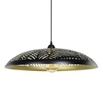 Suspension Akabi en métal noir et intérieur doré diamètre 58 cm hauteur de 25 à 130 cm une douille E27 ampoule non fournie. 