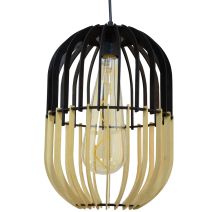 Suspension Standwood peuplier naturel et noir Ø25cm E27 7W - C CREATION