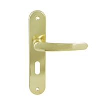 Poignées de porte Ludon zamak à trou de clé sur plaque laitonné - CHRISLIGNE