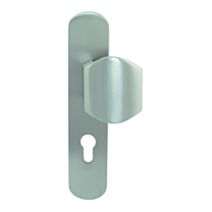 Poignée palière réversible sur plaque cylindre aluminium naturel