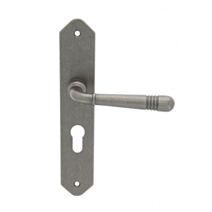 Poignées de porte + plaque Mauriac cylindre patiné - CHRISLIGNE