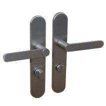 2 poignées de porte Meudon-k condamnation aluminium satiné