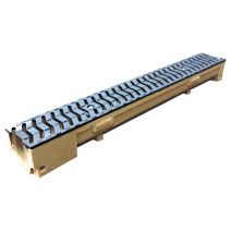 Caniveau béton polyester 1000x125x100mm + grille fonte B125 - FITT