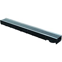 Caniveau polypropylène + grille galva A15 120x80mm ø100 1m - INTERPLAST