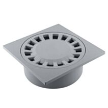 siphon de cour 20 x 20  cm gris sortie intégrée f63 x m80 x f100 en abs - INTERPLAST