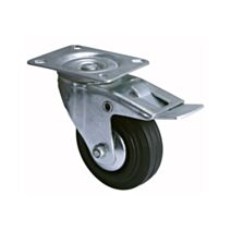 Roulette standard de manutention à platine pivotante à frein caoutchouc Ø100mm - Charge supportée 100 kg - CIME