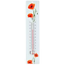 Thermomètre métal décor coquelicot 30cm - BLACKFOX