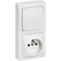 Interrupteur + prise de courant avec terre appareillage saillie blanc - LEGRAND