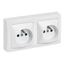 Double prise de courant avec terre Appareillage Saillie horizontal blanc - LEGRAND