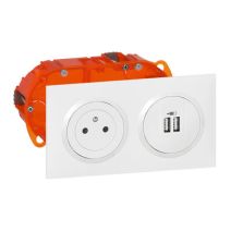  Kit prise de courant surface dooxie + module de charge USB précablés blanc - LEGRAND