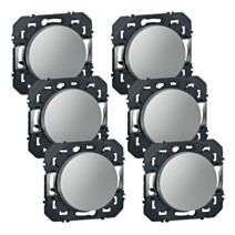 Legrand - Lot de 6 interrupteurs ou va-et-vient dooxie 10AX 250V~ finition alu - emballage blister