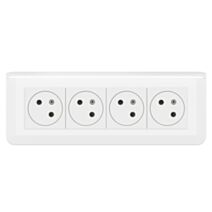 Quadruple prise de courant Surface Mosaic Link inclinée à 45° précâblée avec plaque + boite à encastrer blanc