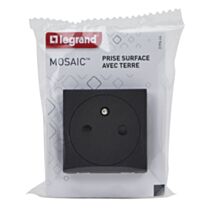 Prise de Courant Mosaic Surface avec Terre Composable 2 Modules Noir