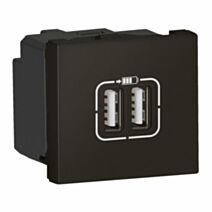 Double Chargeur USB Mosaic Type A 2 Modules Composable Noir