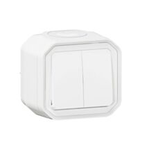 Double interrupteur Plexo blanc en saillie