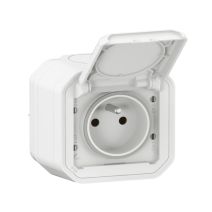Prise de courant avec volet Plexo complet saillie blanc 16A - LEGRAND