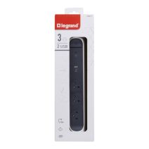 Multiprise rotatif 3 prises de courant Surface, parafoudre et USB Type-A+ Type-C blanc/gris foncé