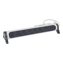 Multiprise 6 prises 2P+T Interrupteur Cordon 1,5m + Parafoudre Blanc/Noir