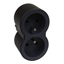 Fiche 2 prises 2P+T Frontales 16A 230V 3680W Noir