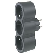 Fiche 3 prises 2P+T Frontales 16A 230V 3680W Noir